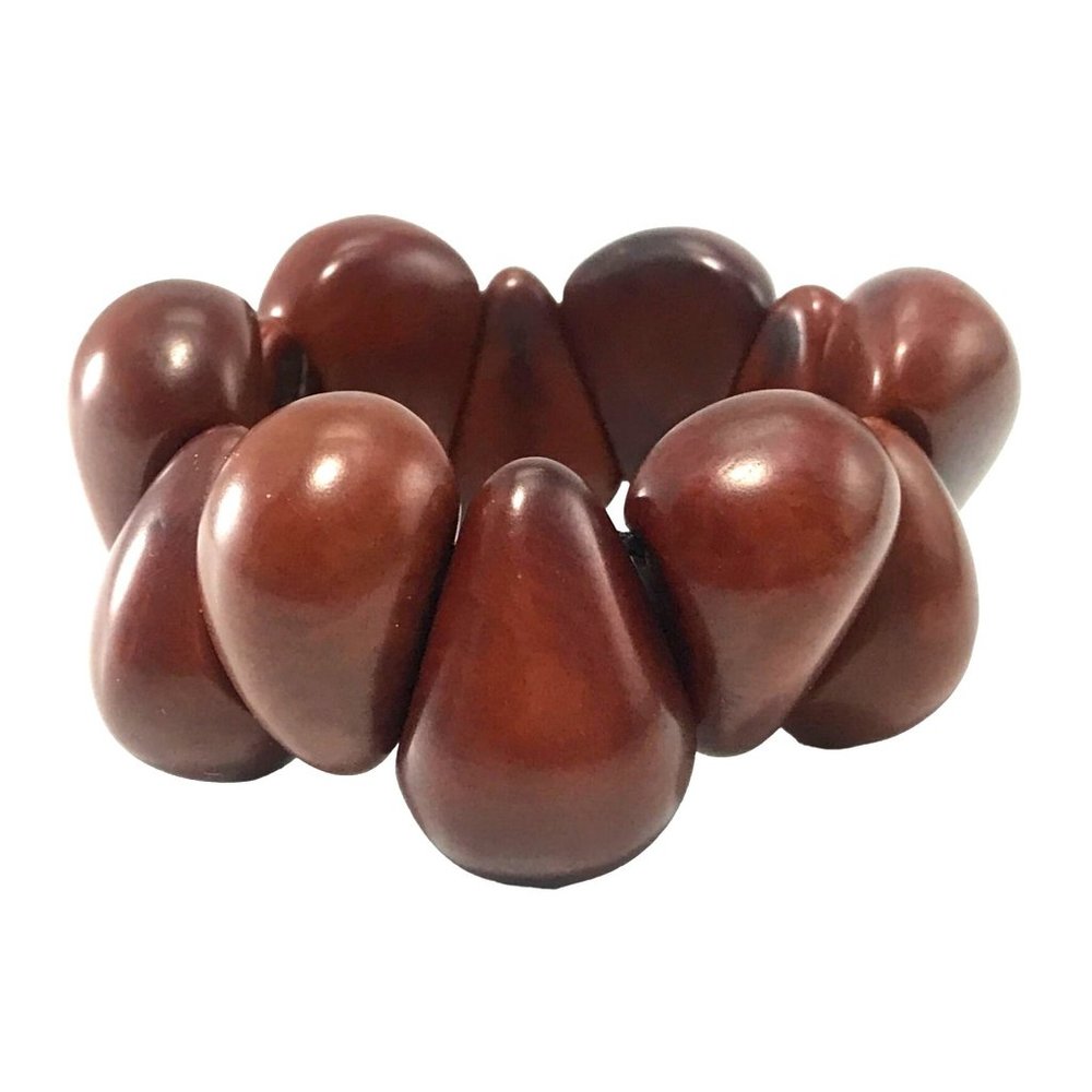 Brown Tagua Nut Stretch Bracelet South America Vegetable Ivory Tribal Boho - Picture 5 of 5